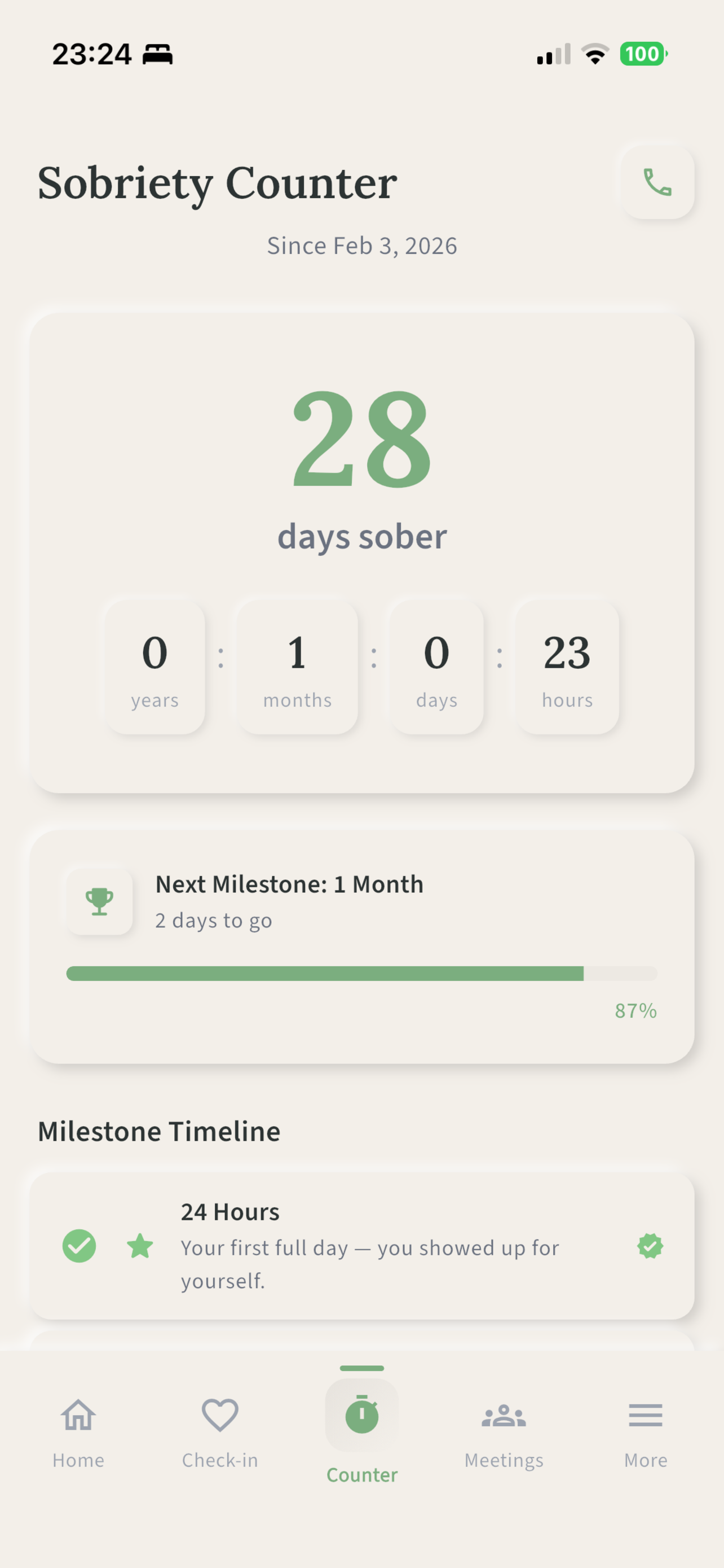 Calmly sobriety tracker